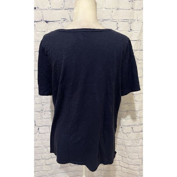 Chico's Ultimate Tee Size 2  Medium 12 Athleisure Navy V Neck Cotton Blend - Picture 3 of 6